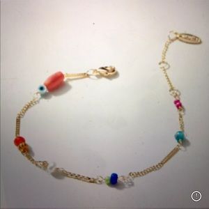 Anthropologie NWT Serefina Rainbow Bead Bracelet Red Motif